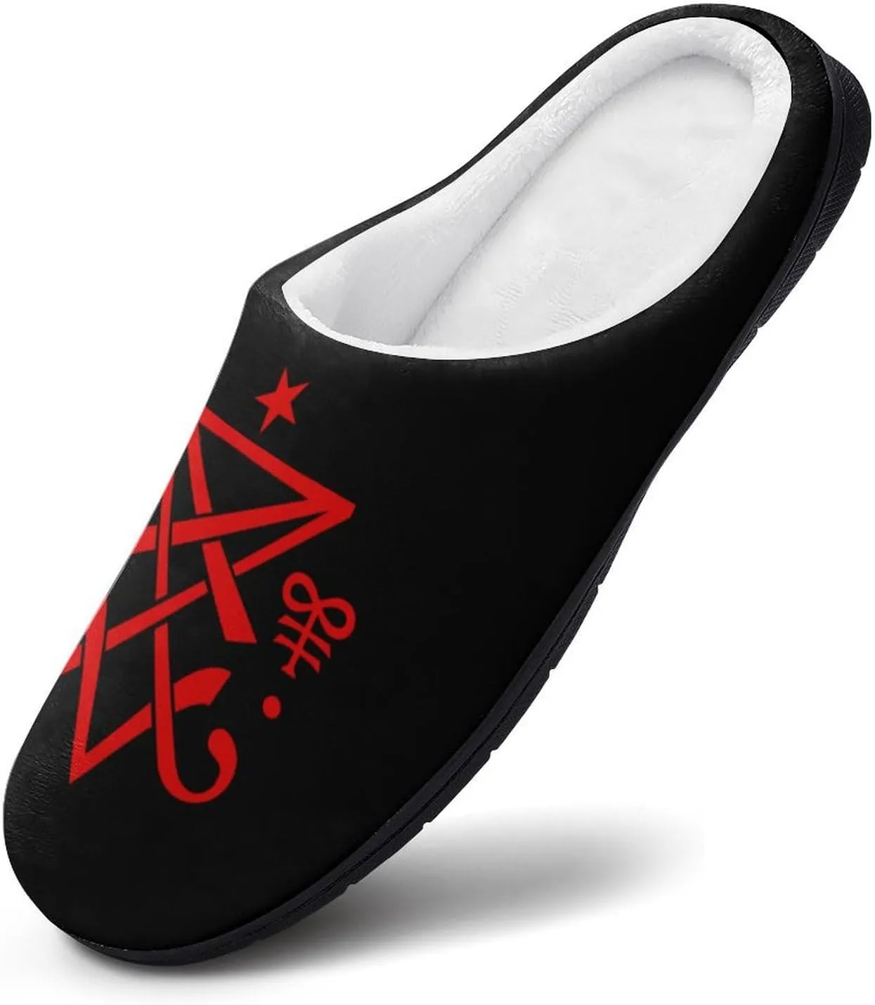 Occult Sigil of Lucifer Soft Warm Cotton Slippers for Women Flannel Home Shoes House Shoes Non-Slip Washable