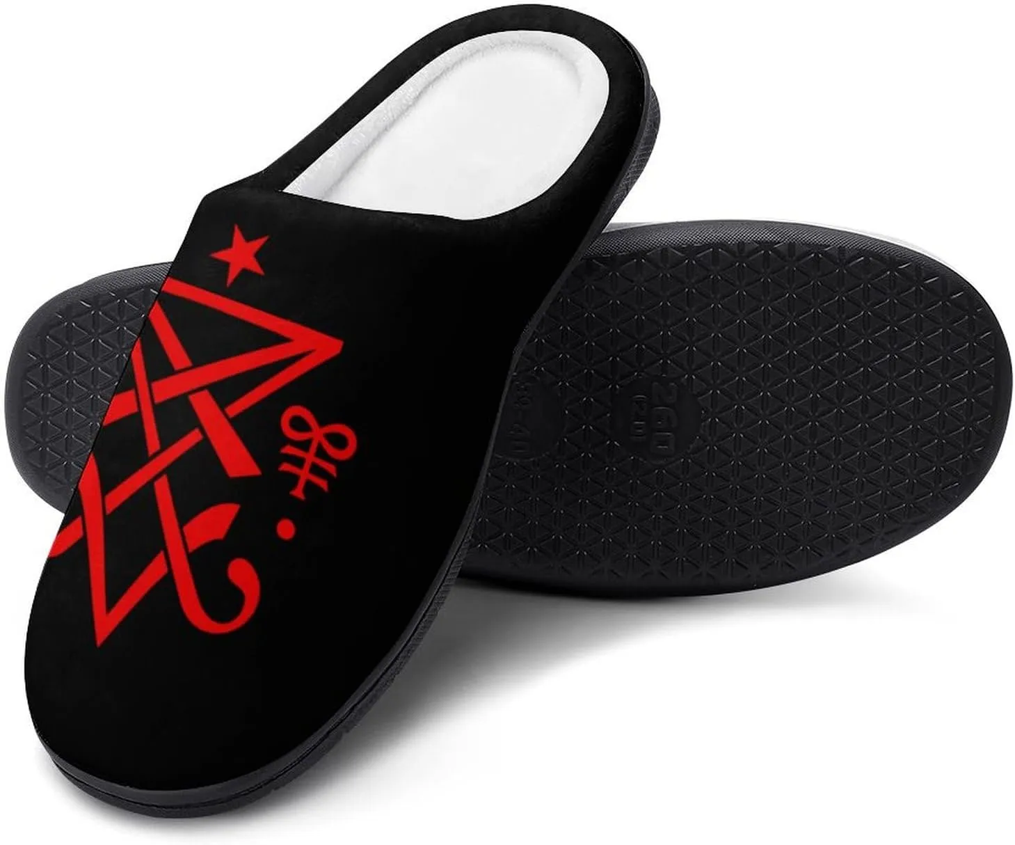 Occult Sigil of Lucifer Soft Warm Cotton Slippers for Women Flannel Home Shoes House Shoes Non-Slip Washable