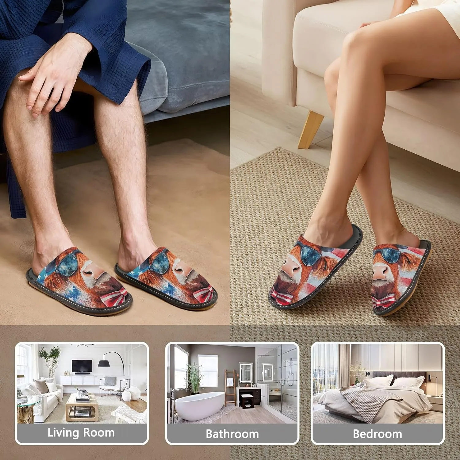 ODAWA Sloth Tree Party Ladies Slippers House Memory Foam Warm Slip on House Shoes
