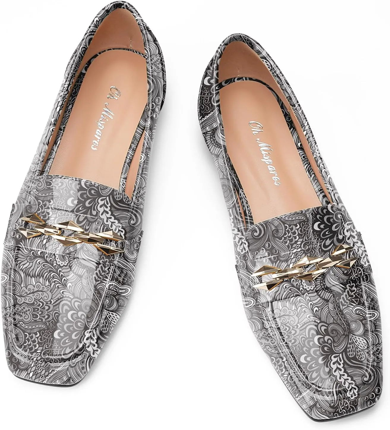 Oh Mispares Womens Loafers Square Toe Low Heel Penny Loafers Fashion Comfortable Slip on Flats Casual Dressy Shoes for Women Work Office Patent Leather
