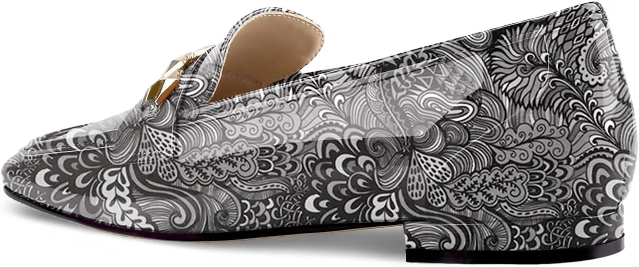 Oh Mispares Womens Loafers Square Toe Low Heel Penny Loafers Fashion Comfortable Slip on Flats Casual Dressy Shoes for Women Work Office Patent Leather