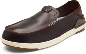 OLUKAI Kakaha Men's Slip-On Shoes, Full-Grain Leather Sneakers, Gel Insert for Comfort & Support, Comfort Fit & Wet Grip Rubber