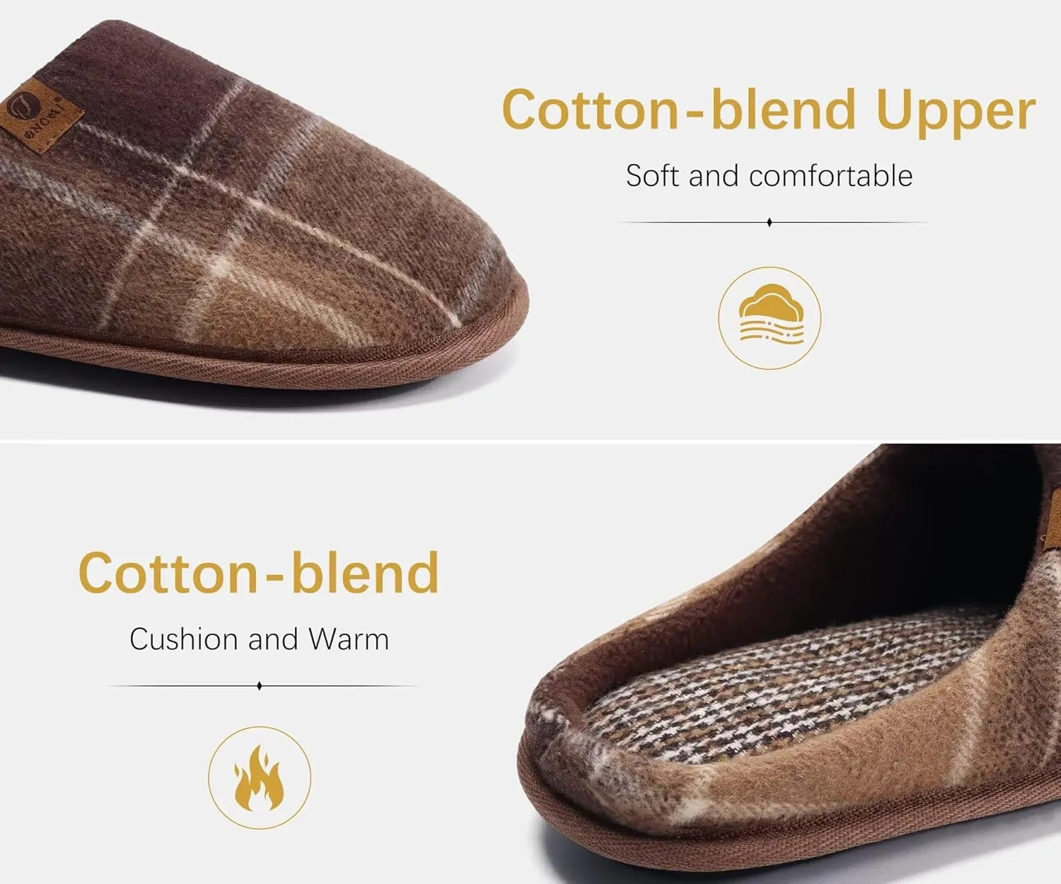 ONCAI Mens Cozy Memory Foam Scuff Slippers Slip On Warm House Shoes Indoor/Outdoor with Best Arch Support