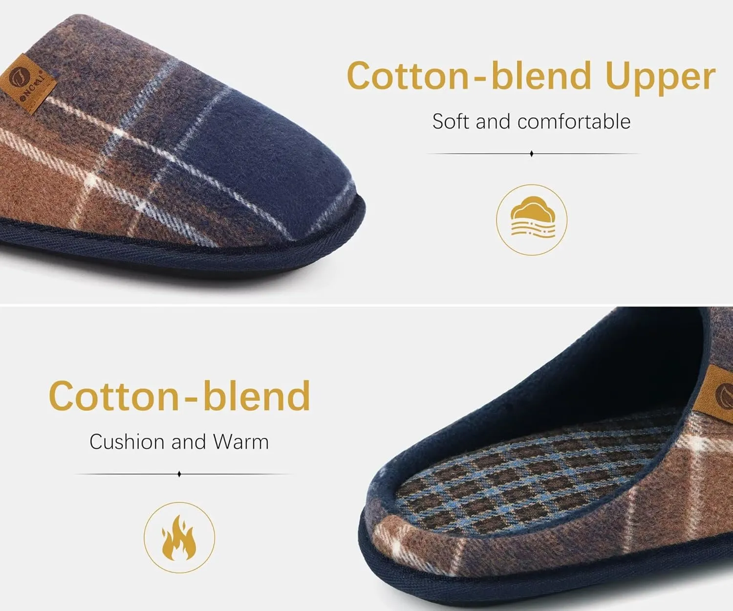 ONCAI Mens Cozy Memory Foam Scuff Slippers Slip On Warm House Shoes Indoor/Outdoor with Best Arch Support