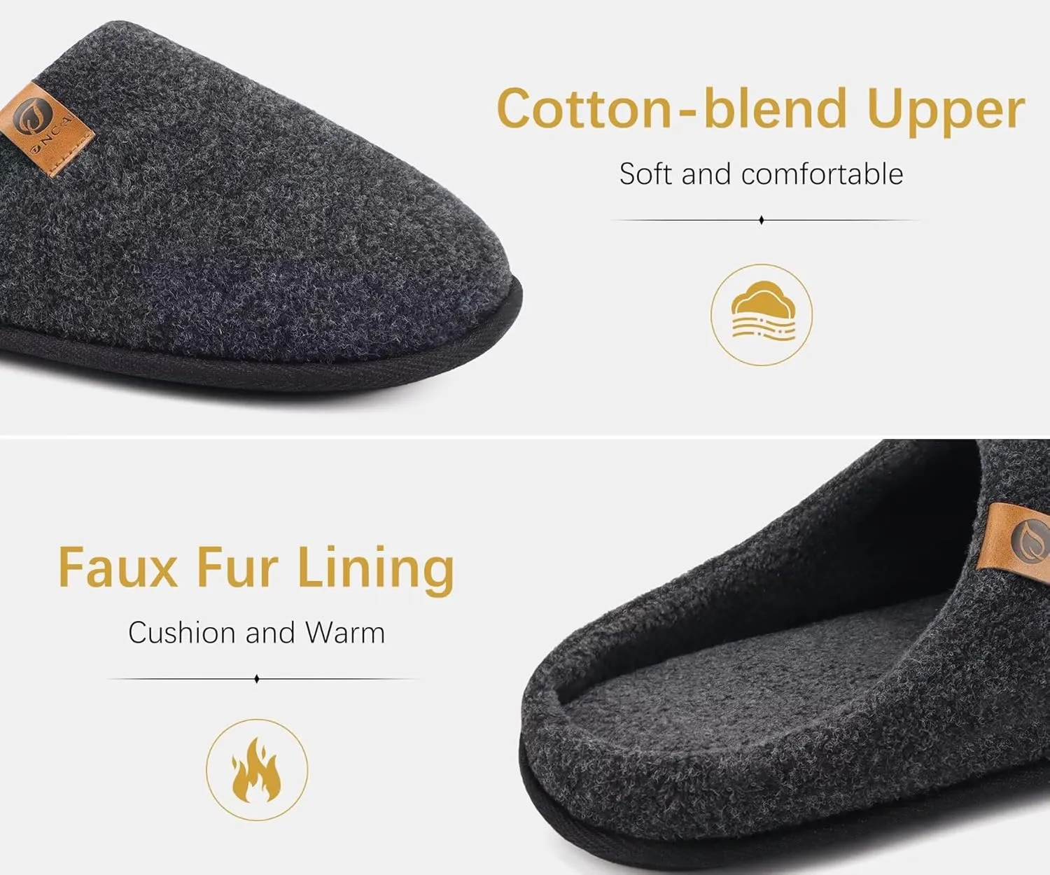 ONCAI Mens Cozy Memory Foam Scuff Slippers Slip On Warm House Shoes Indoor/Outdoor with Best Arch Support