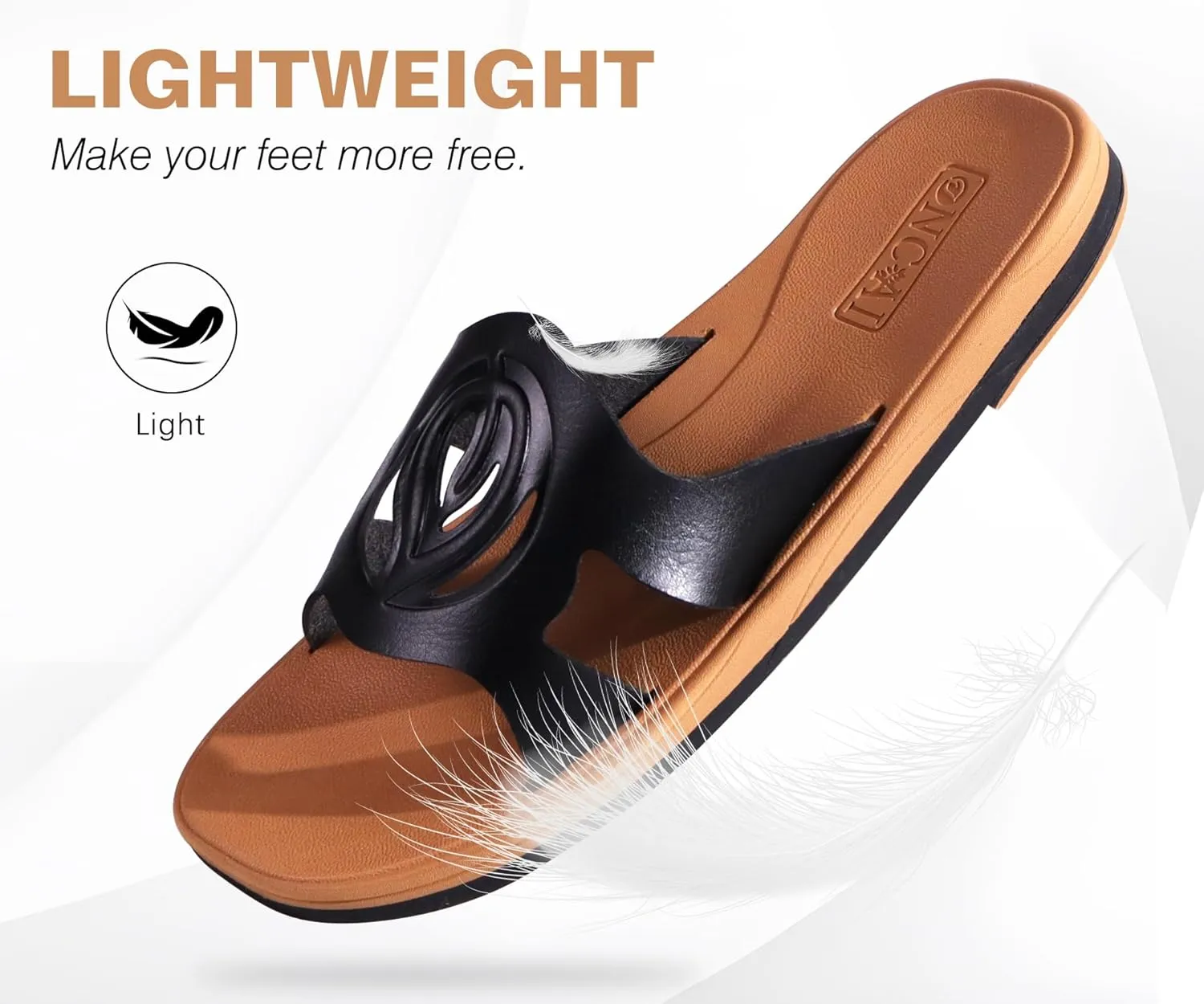 ONCAI Women's Flat Sandals Fashion Square Open Toe Slide Dressy Sandals for Woman Soft Cushion Vegan Comfortable Summer Slip On Casual Walking Outdoor Ladies Sandal Non Slip Rubber Sole Size 6-11 US