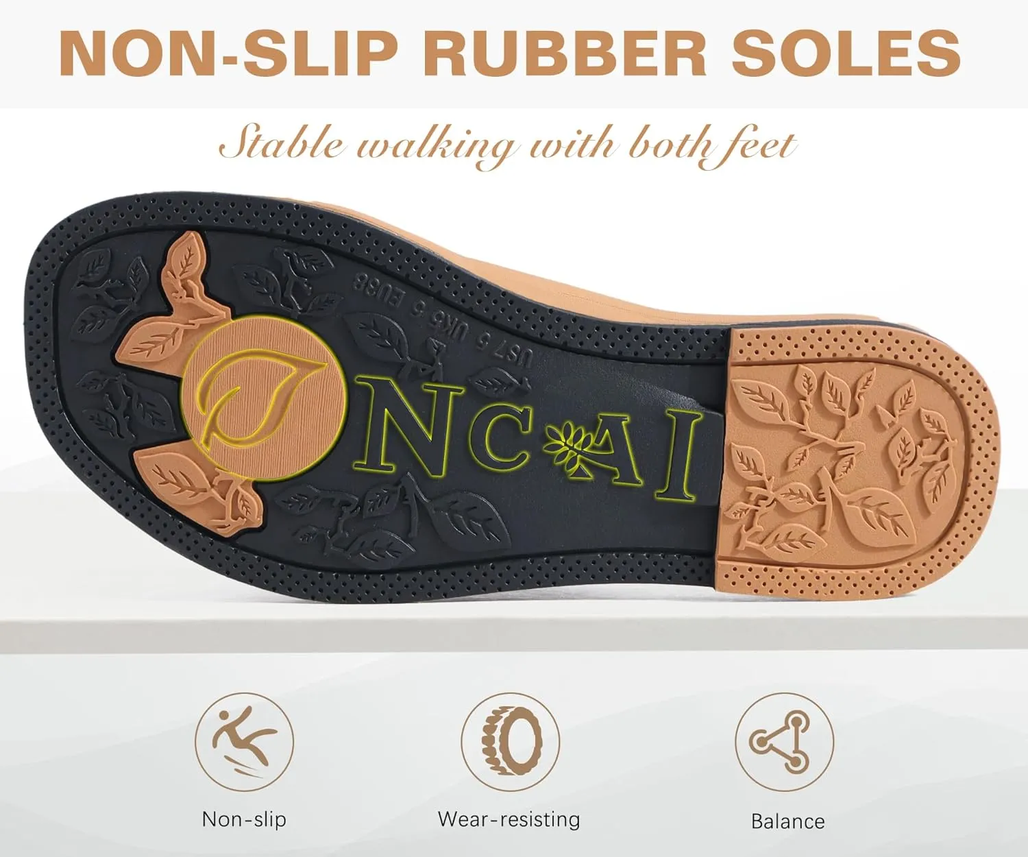 ONCAI Womens Sandals,Flat Dressy Square Toe Summer Beach Slides for Ladies Comfortable with Non-slip Rubber Soles Size US 6-11