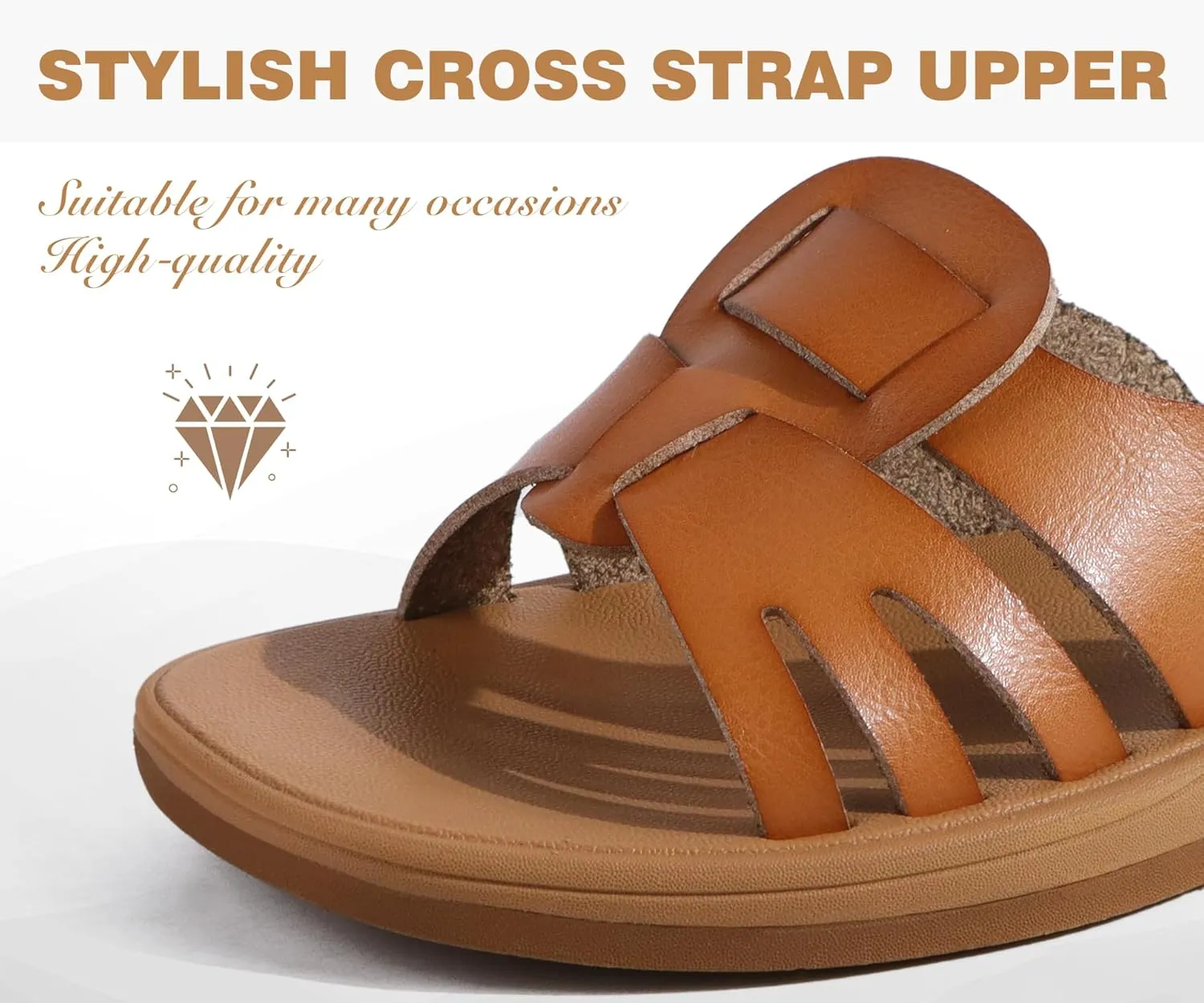 ONCAI Womens Sandals,Flat Dressy Square Toe Summer Beach Slides for Ladies Comfortable with Non-slip Rubber Soles Size US 6-11