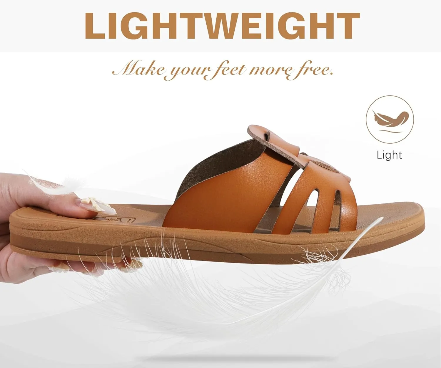 ONCAI Womens Sandals,Flat Dressy Square Toe Summer Beach Slides for Ladies Comfortable with Non-slip Rubber Soles Size US 6-11