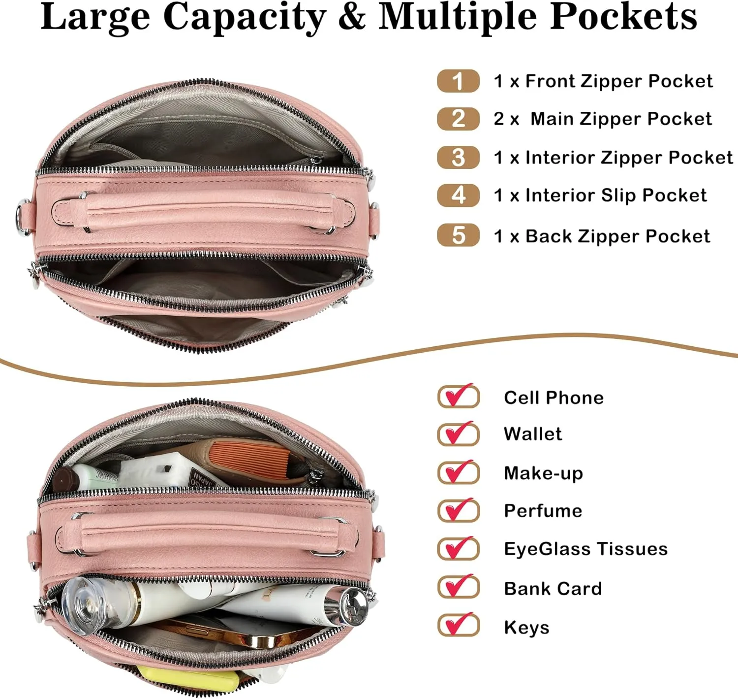 OPAGE Small Crossbody Bags for Women Trendy, Soft PU Leather Womens Crossbody Purse Shoulder Handbags
