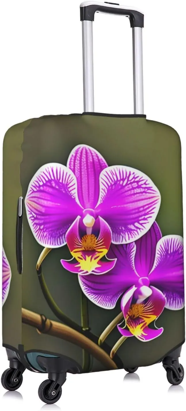 Orchid Flower Print Luggage Cover For Suitcases, Elastic Travel Bag For Luggage, Stylish Design
