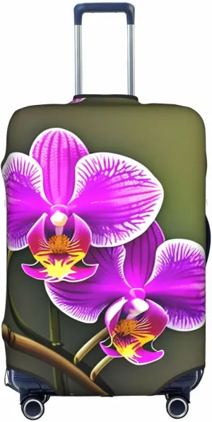 Orchid Flower Print Luggage Cover For Suitcases, Elastic Travel Bag For Luggage, Stylish Design