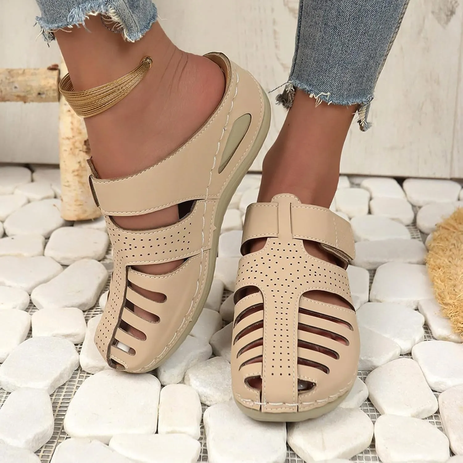 Orthopedic Clogs for Women Wedge Shoes Breathable Mesh Closed Toe Fisherman Platform Sandals Bohemia Gladiator Outdoor Sandal