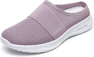 Orthopedic Loafers for Women Summer Breathable Mesh Hollow Out Closed Toe Open Back Slip On Walking Shoes Casual Lightweight Soft Soles Slippers with Arch Support