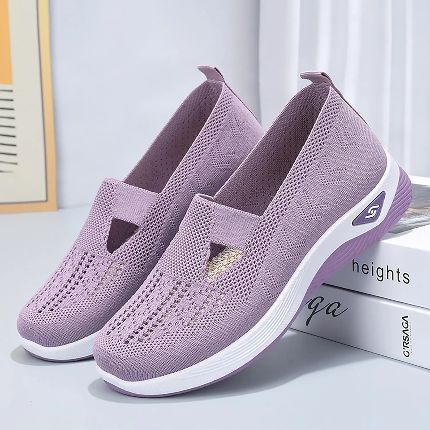 Orthopedic Walking Shoes for Women 2024 New Women's Woven Breathable Soft Sole Shoes Mesh Slip On Sneakers
