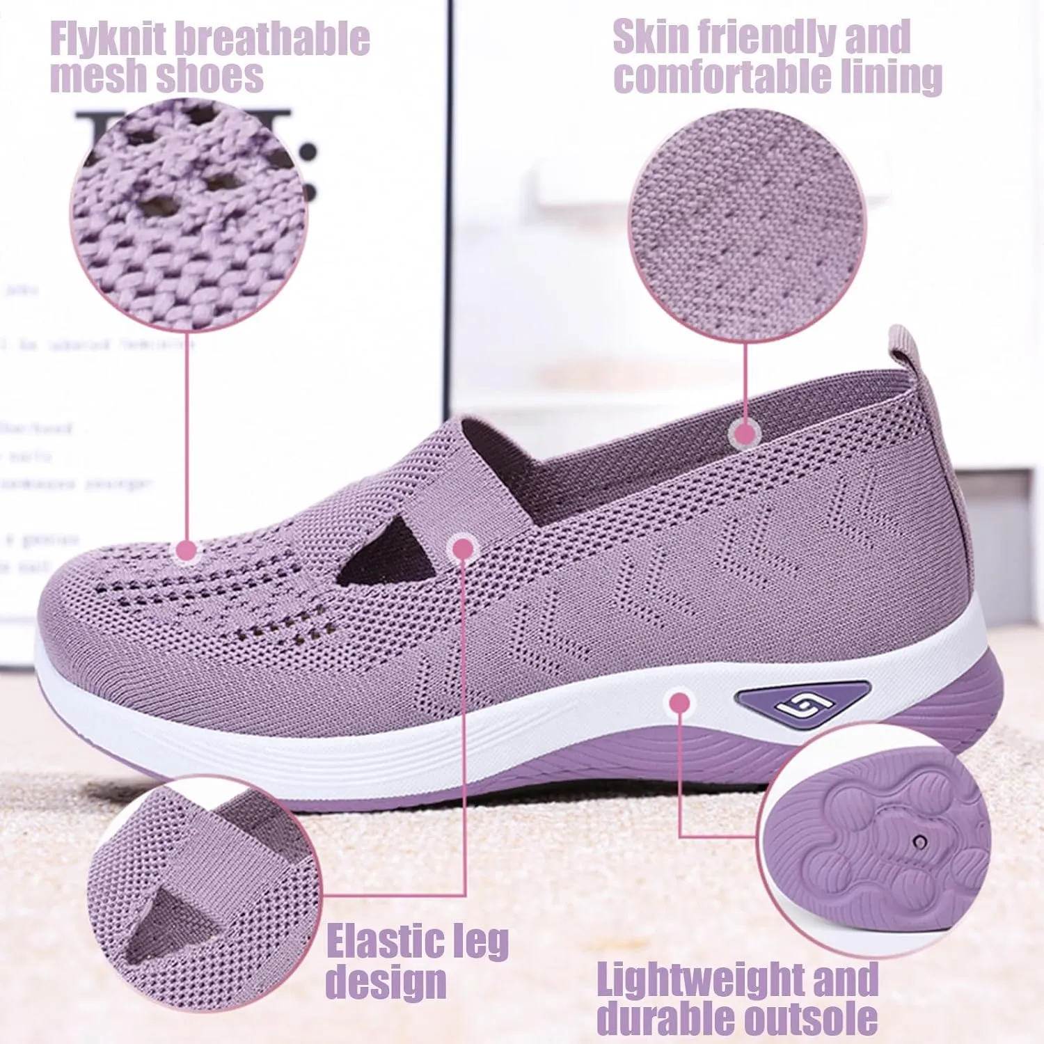 Orthopedic Walking Shoes for Women 2024 New Women's Woven Breathable Soft Sole Shoes Mesh Slip On Sneakers