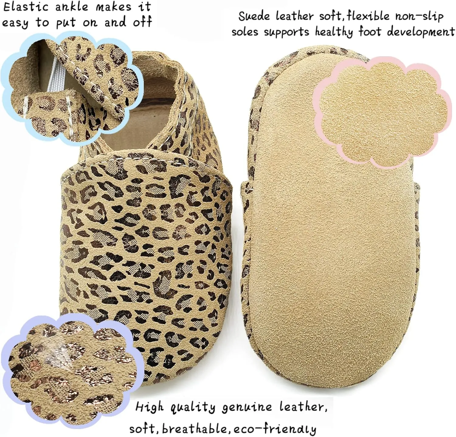OWLOWLA Soft Sole Baby Shoes Leather Baby First Walking Crib Shoes Slip-on Baby Moccasins Infant Toddler Pre-Walker Shoes for Boy Girl