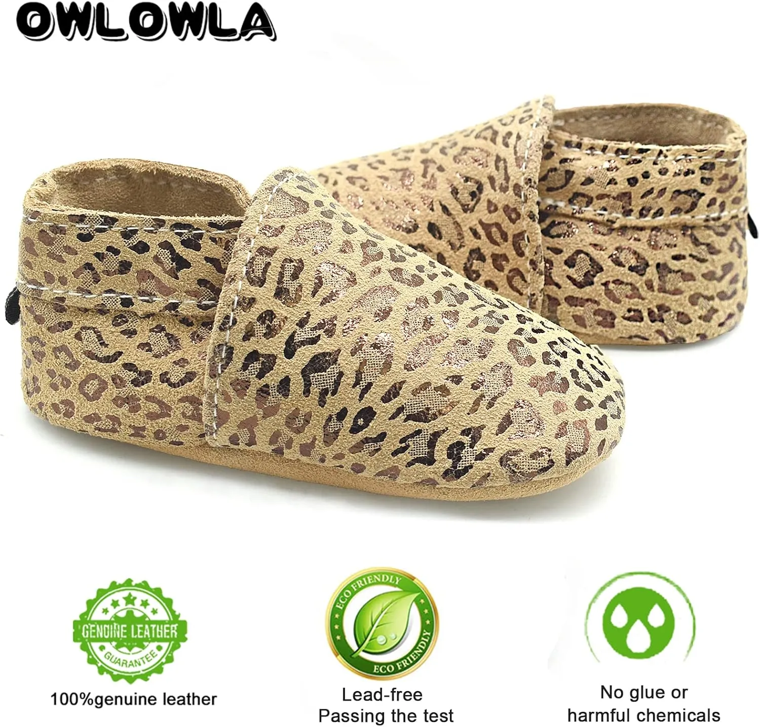 OWLOWLA Soft Sole Baby Shoes Leather Baby First Walking Crib Shoes Slip-on Baby Moccasins Infant Toddler Pre-Walker Shoes for Boy Girl