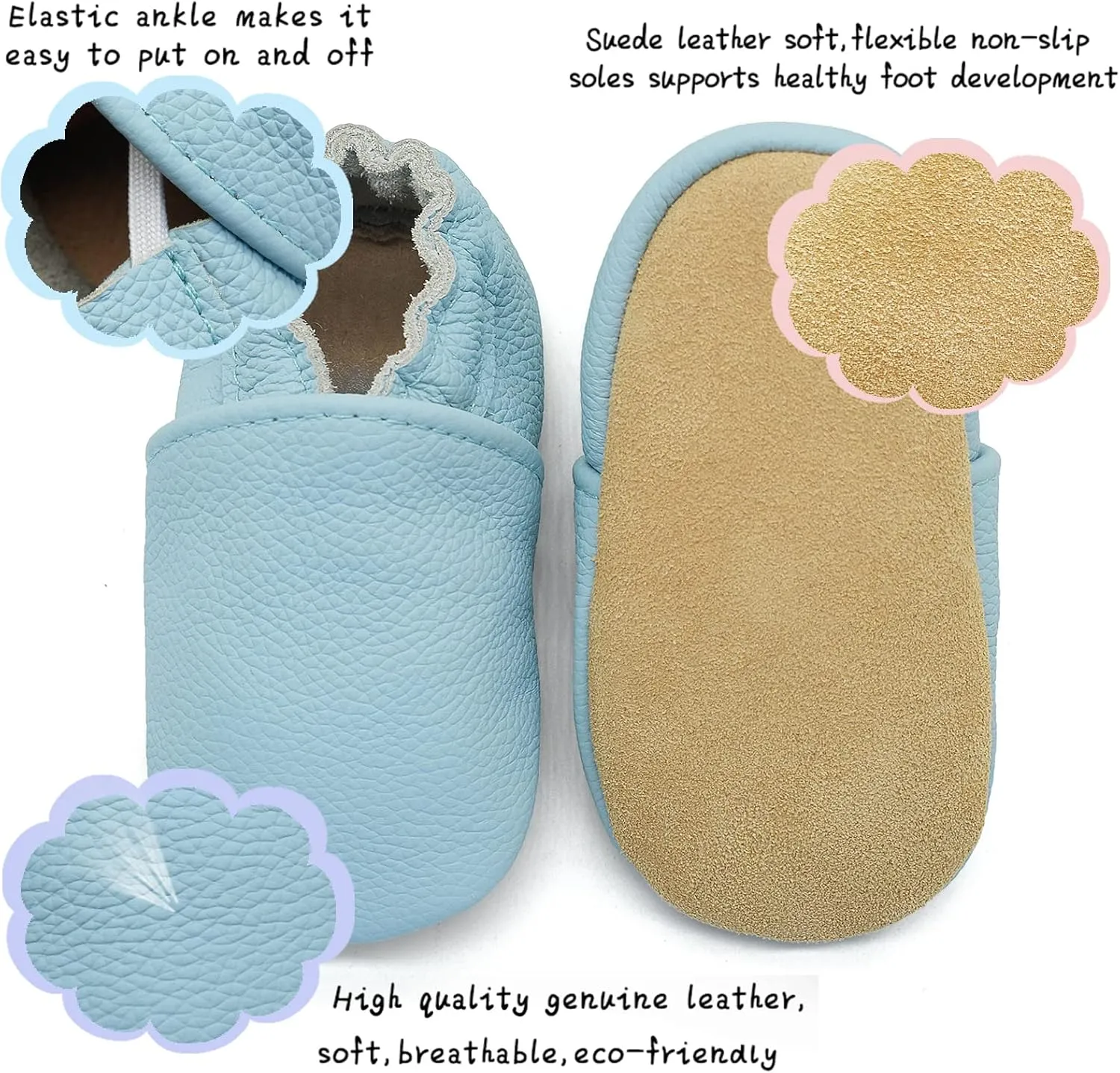 OWLOWLA Soft Sole Baby Shoes Leather Baby First Walking Crib Shoes Slip-on Baby Moccasins Infant Toddler Pre-Walker Shoes for Boy Girl