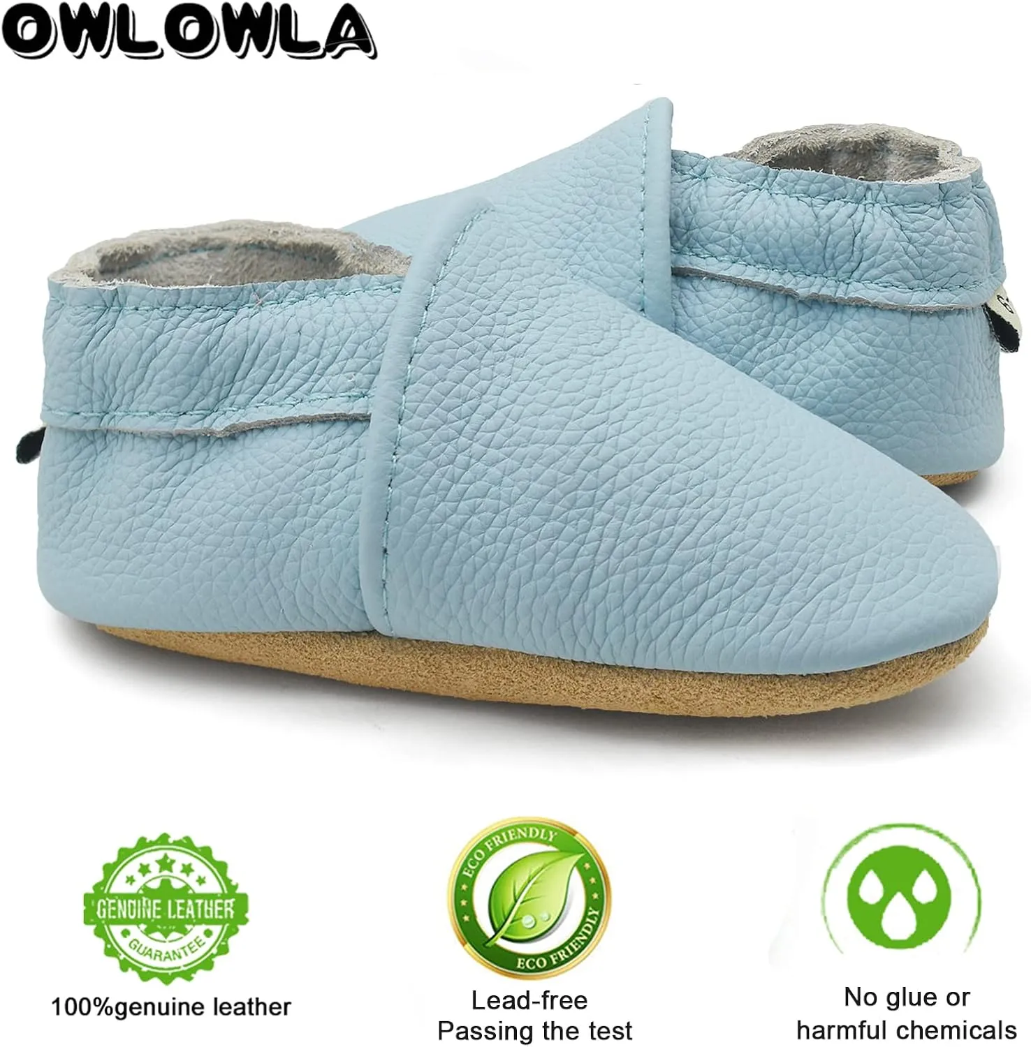 OWLOWLA Soft Sole Baby Shoes Leather Baby First Walking Crib Shoes Slip-on Baby Moccasins Infant Toddler Pre-Walker Shoes for Boy Girl