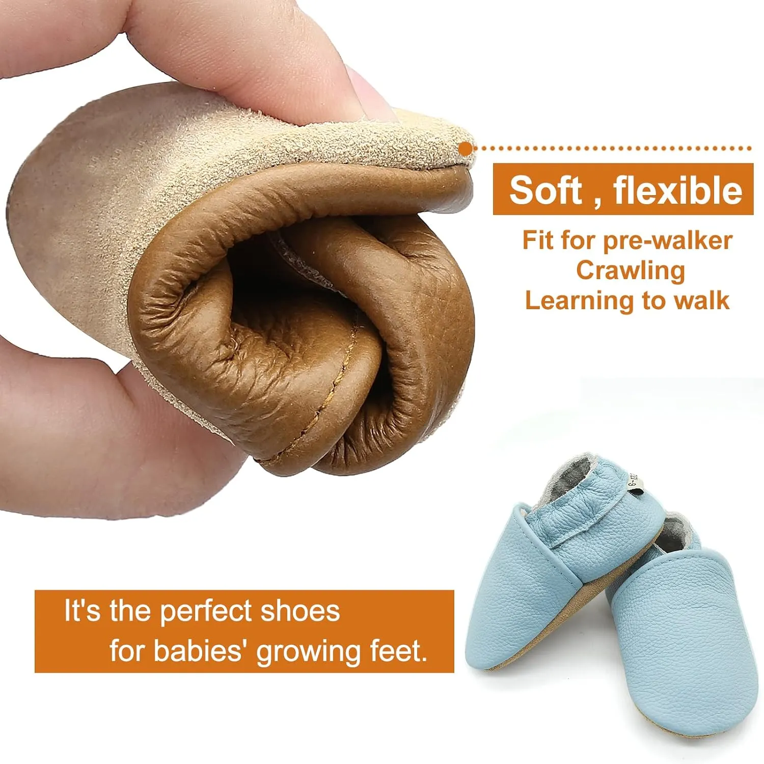 OWLOWLA Soft Sole Baby Shoes Leather Baby First Walking Crib Shoes Slip-on Baby Moccasins Infant Toddler Pre-Walker Shoes for Boy Girl