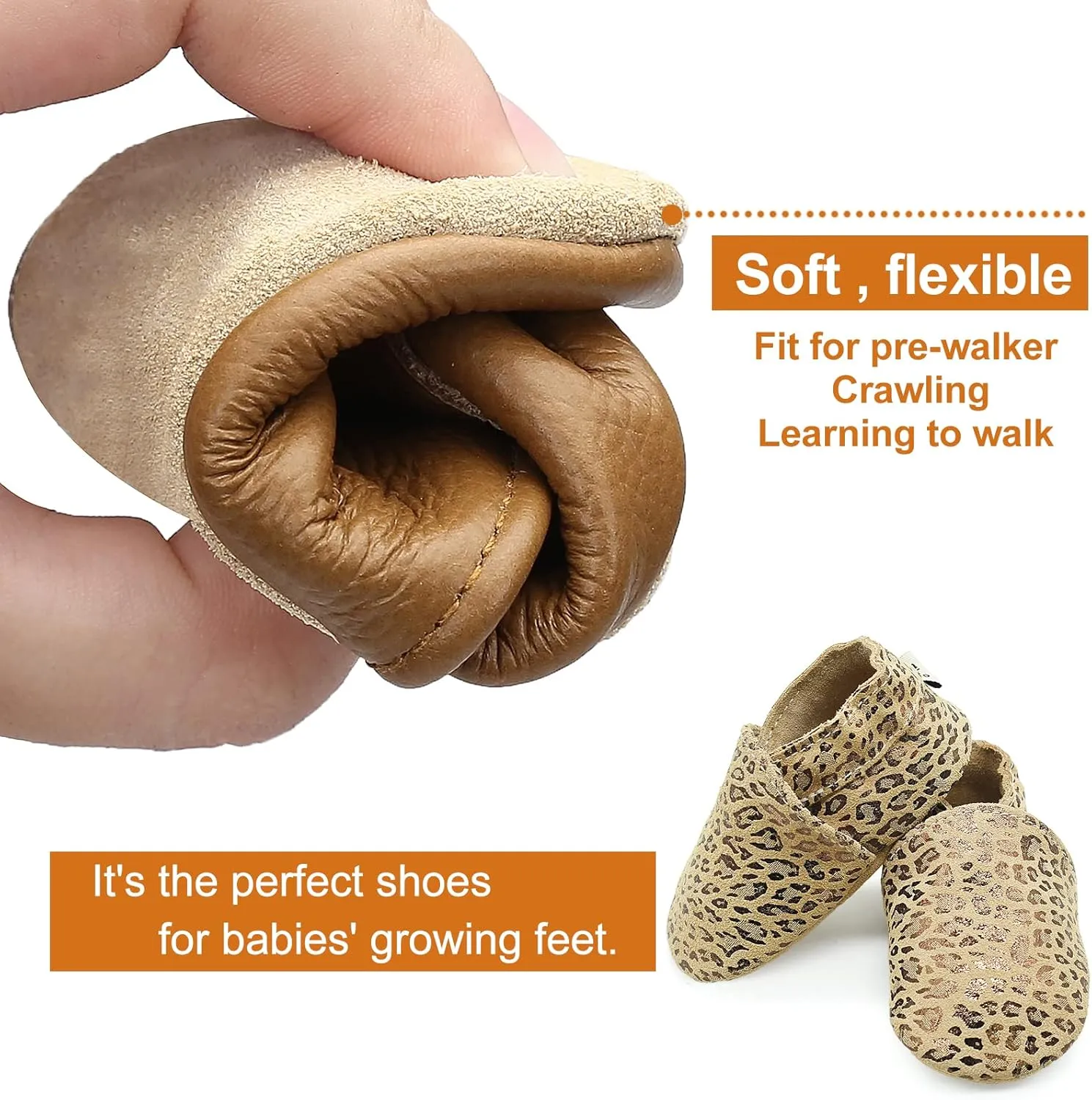 OWLOWLA Soft Sole Baby Shoes Leather Baby First Walking Crib Shoes Slip-on Baby Moccasins Infant Toddler Pre-Walker Shoes for Boy Girl