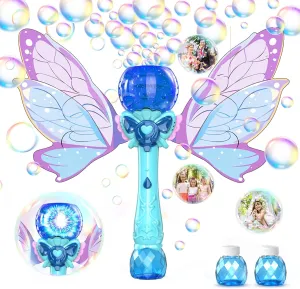 PANACARE Bubble Wand for Kids Girls Butterfly Bubble Wand Light Up Automatic Bubble Machine Blower Maker Wands with Bubble Solution,10000  Bubbles/Min for Toddlers Outdoor Party Toys Birthday Gift