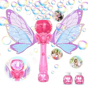 PANACARE Bubble Wand for Kids Girls Butterfly Bubble Wand Light Up Automatic Bubble Machine Blower Maker Wands with Bubble Solution,10000  Bubbles/Min for Toddlers Outdoor Party Toys Birthday Gift