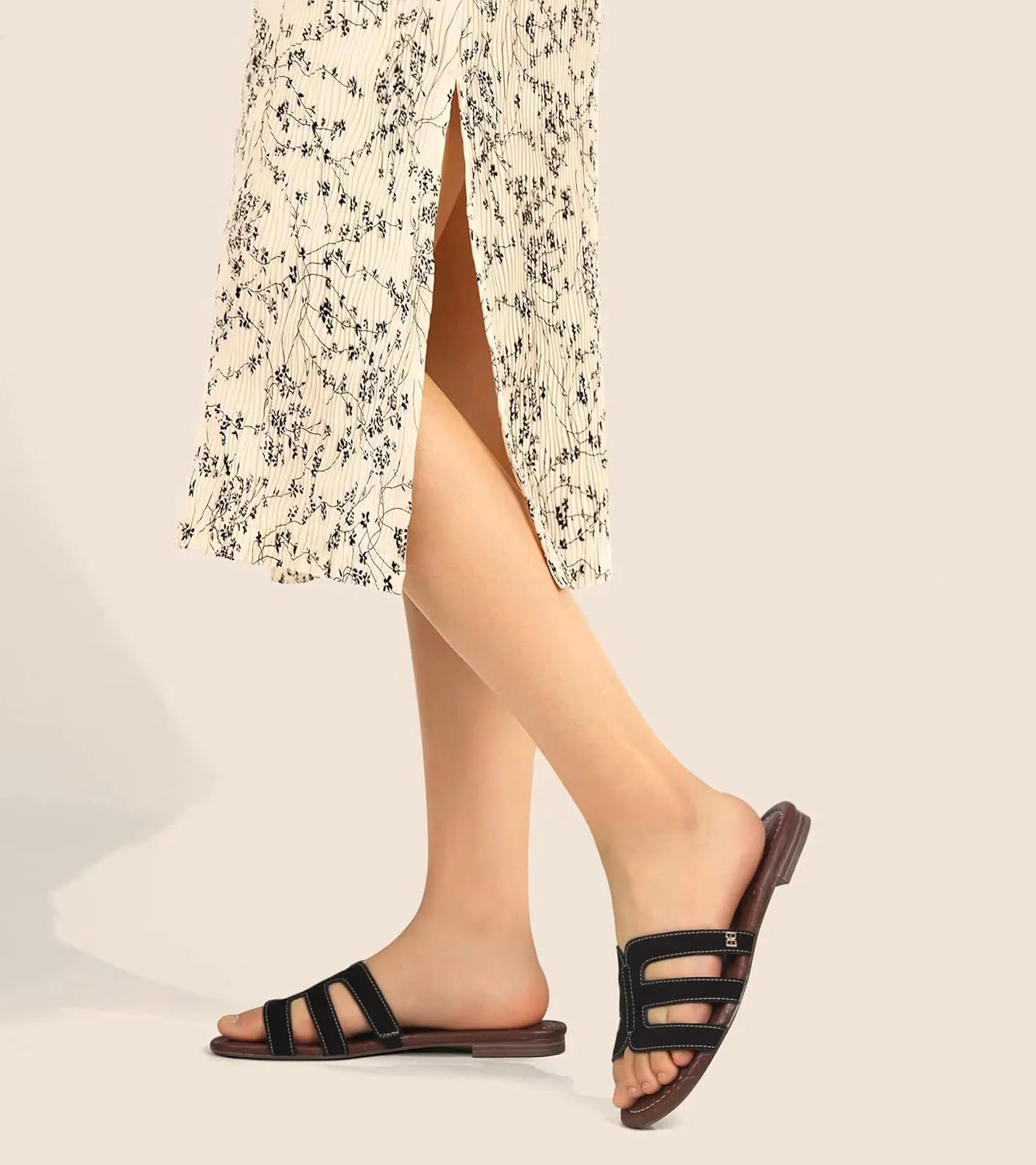 PARTY Women's Slide Sandals - Summer Open Toe H-Band Flat Sandal for Women, Slip On Casual Dressy Beach Ladies Sandal