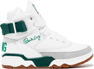 PATRICK EWING Athletics 33 Hi Men's Leather Basketball Sneaker, White With Green Accents, Gum Sole, High-Top