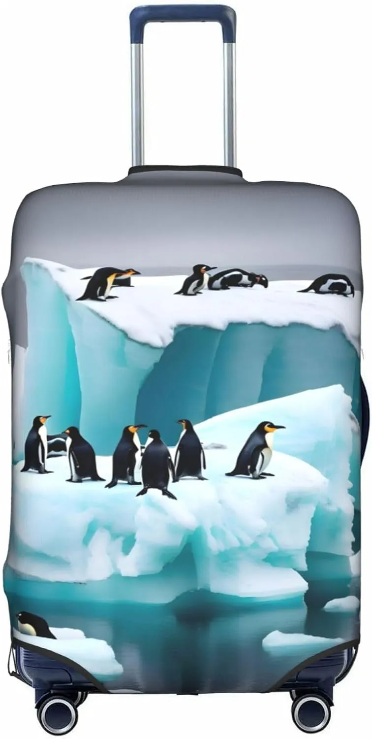 Penguins On The Iceberg Stylish Luggage Protector Cover,Ultimate Protection For Your Travel Suitcase, Medium
