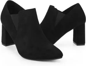 Perphy Pointy Toe Slip on Chunky Heels Chelsea Ankle Booties for Women
