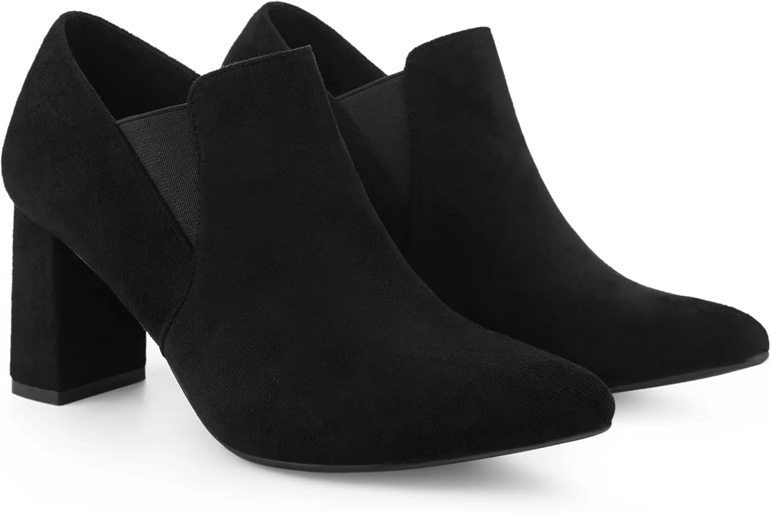Perphy Pointy Toe Slip on Chunky Heels Chelsea Ankle Booties for Women