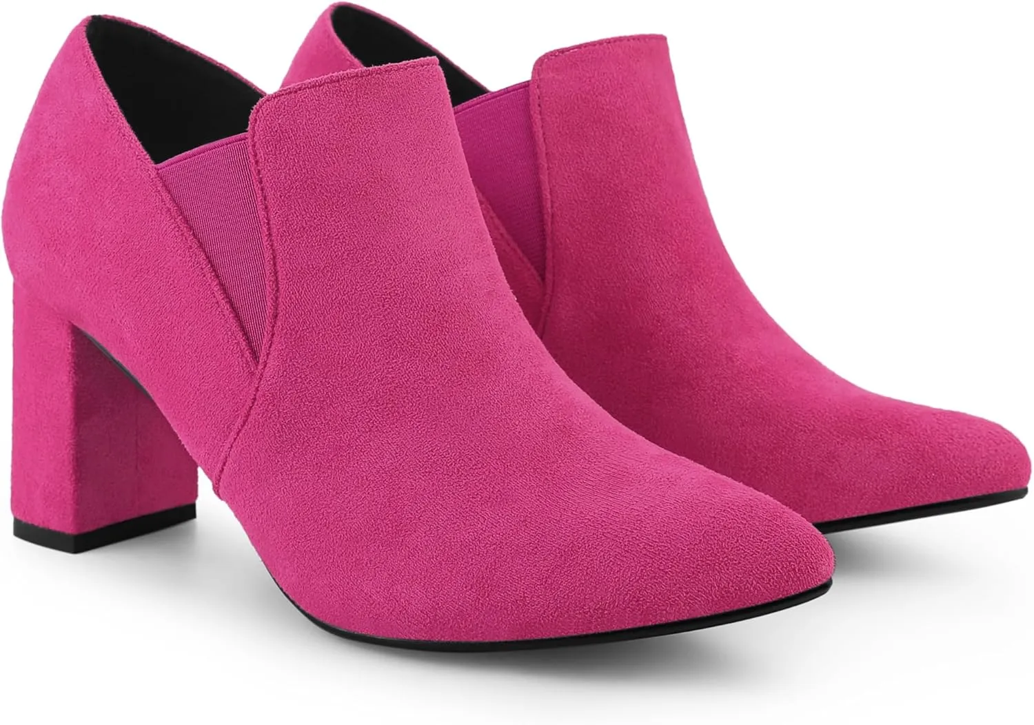Perphy Pointy Toe Slip on Chunky Heels Chelsea Ankle Booties for Women