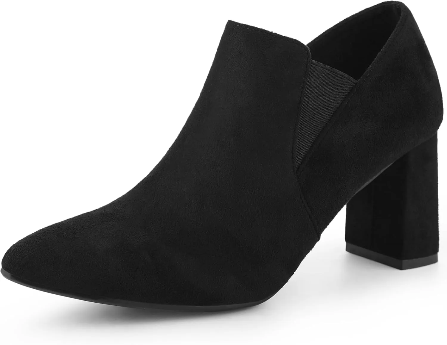 Perphy Pointy Toe Slip on Chunky Heels Chelsea Ankle Booties for Women