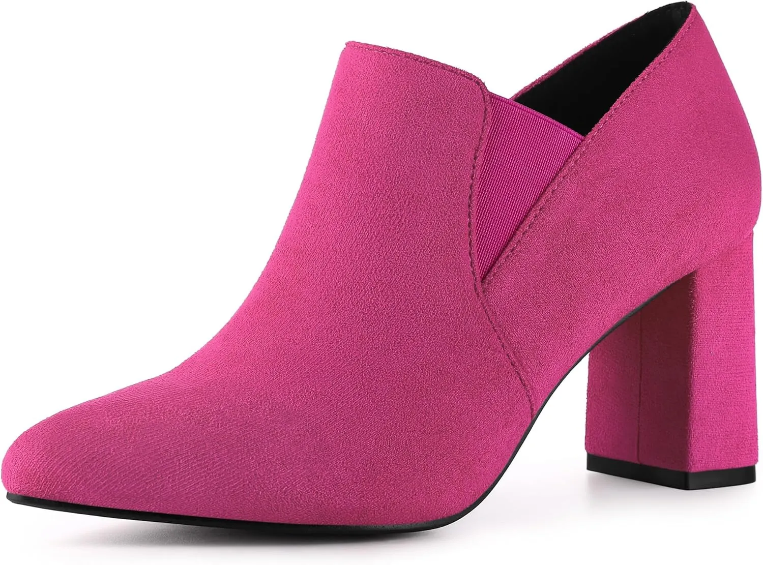 Perphy Pointy Toe Slip on Chunky Heels Chelsea Ankle Booties for Women