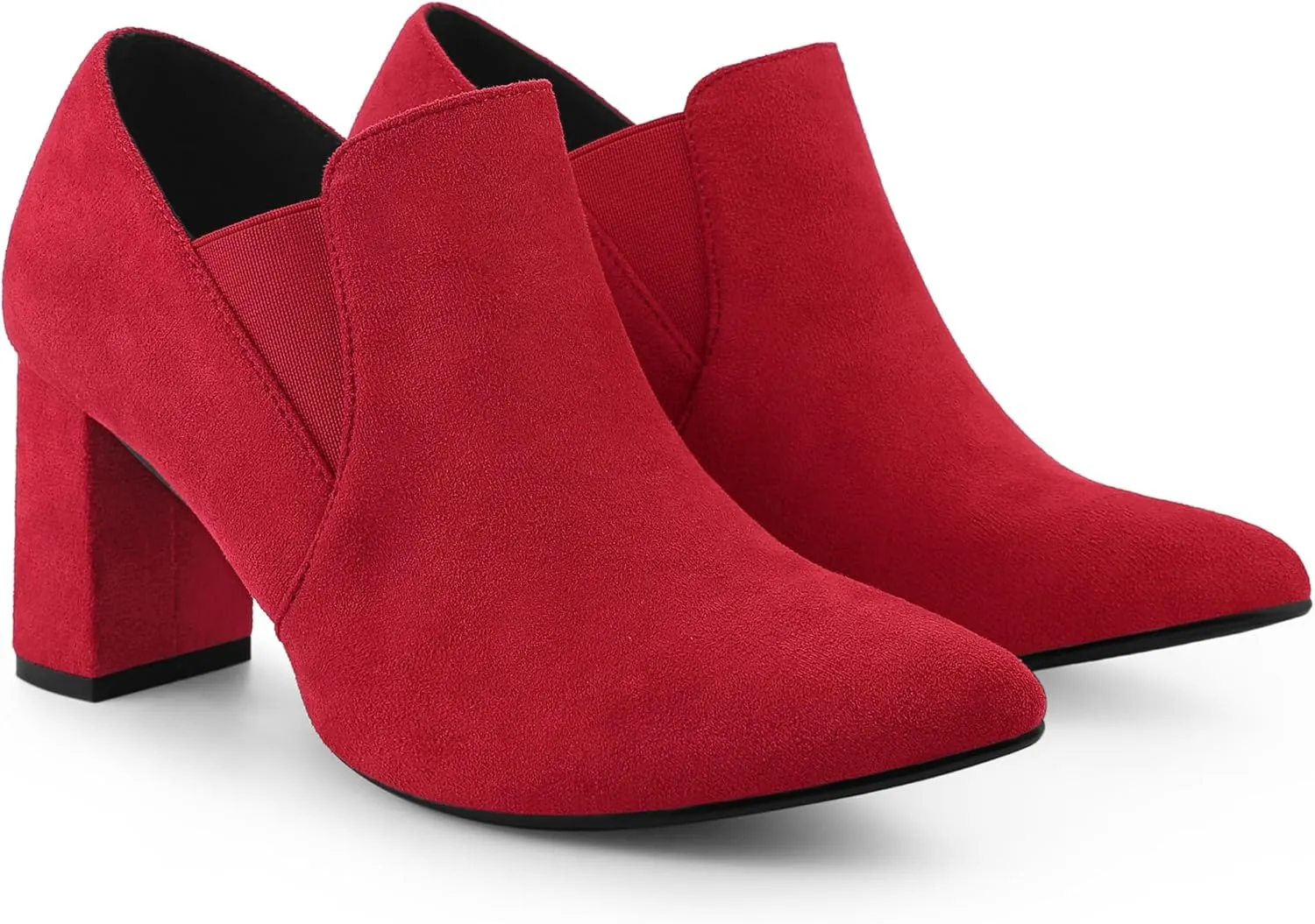 Perphy Pointy Toe Slip on Chunky Heels Chelsea Ankle Booties for Women