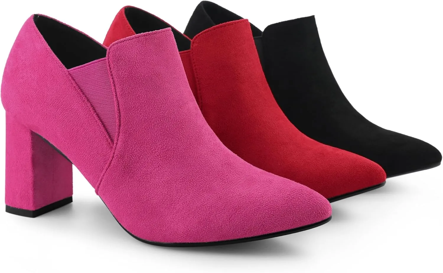 Perphy Pointy Toe Slip on Chunky Heels Chelsea Ankle Booties for Women