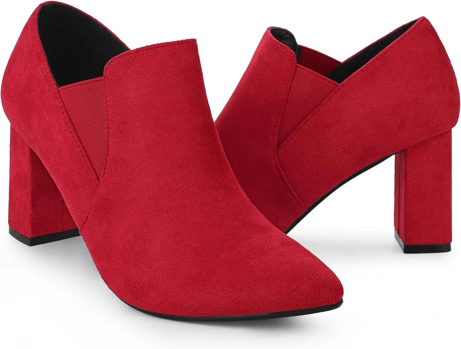 Perphy Pointy Toe Slip on Chunky Heels Chelsea Ankle Booties for Women