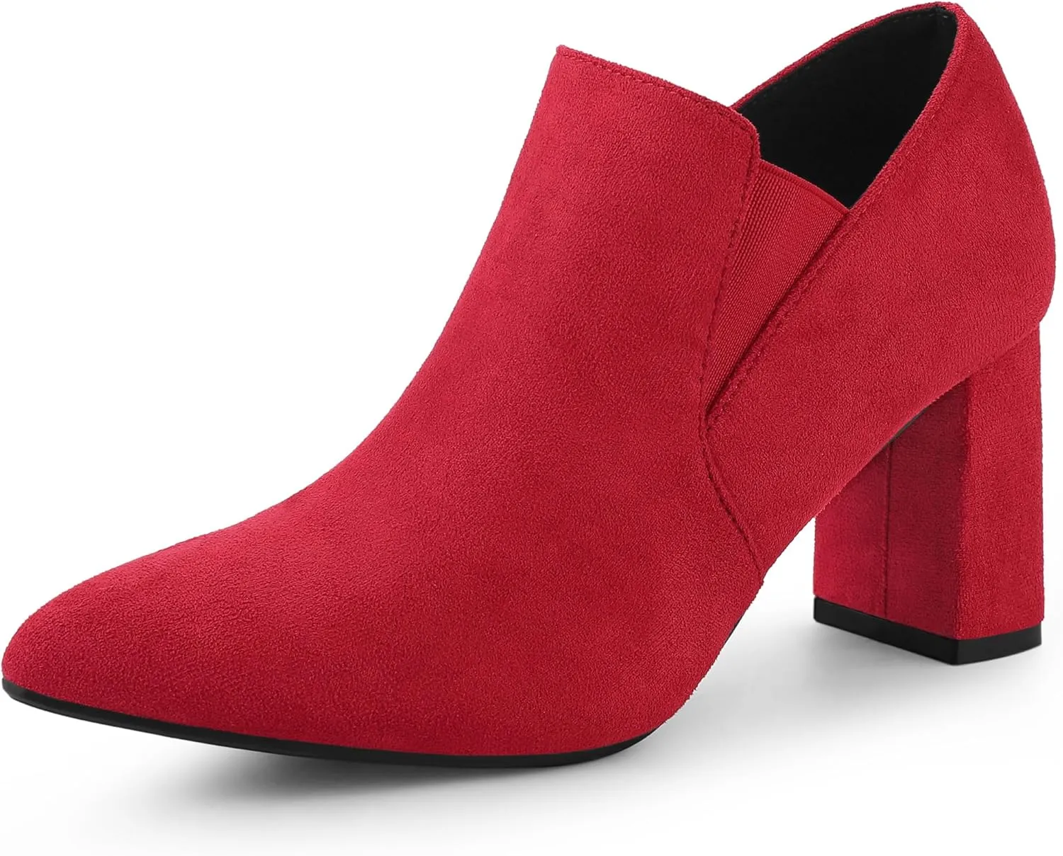 Perphy Pointy Toe Slip on Chunky Heels Chelsea Ankle Booties for Women