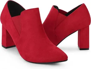 Perphy Pointy Toe Slip on Chunky Heels Chelsea Ankle Booties for Women