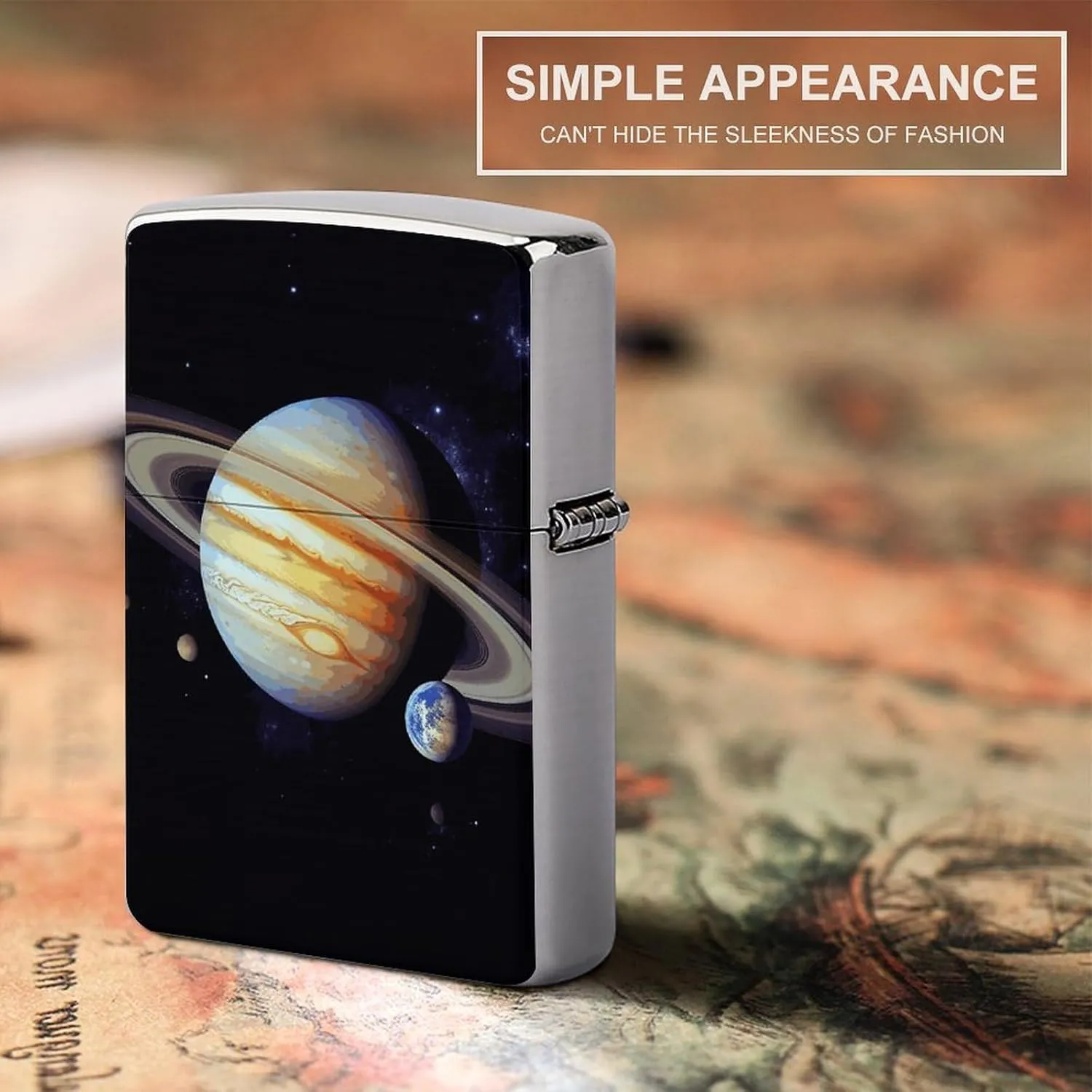 Planet Jupiter Metal Lighter Case, Durable Lighter Protective Cover with Personalized Graffiti Design Easy to Install, Universal Fit for Standard Lighters, Stylish & Unique Idea