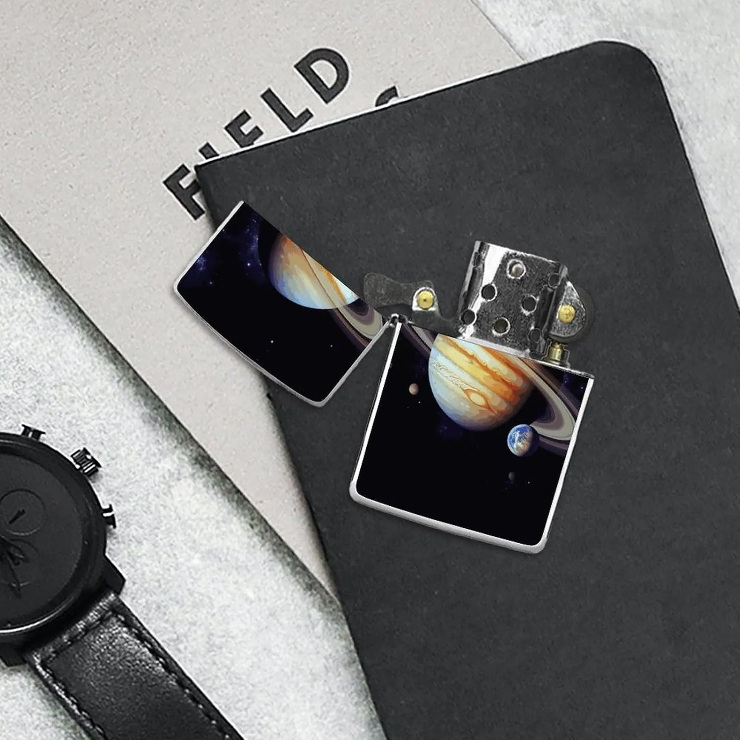 Planet Jupiter Metal Lighter Case, Durable Lighter Protective Cover with Personalized Graffiti Design Easy to Install, Universal Fit for Standard Lighters, Stylish & Unique Idea