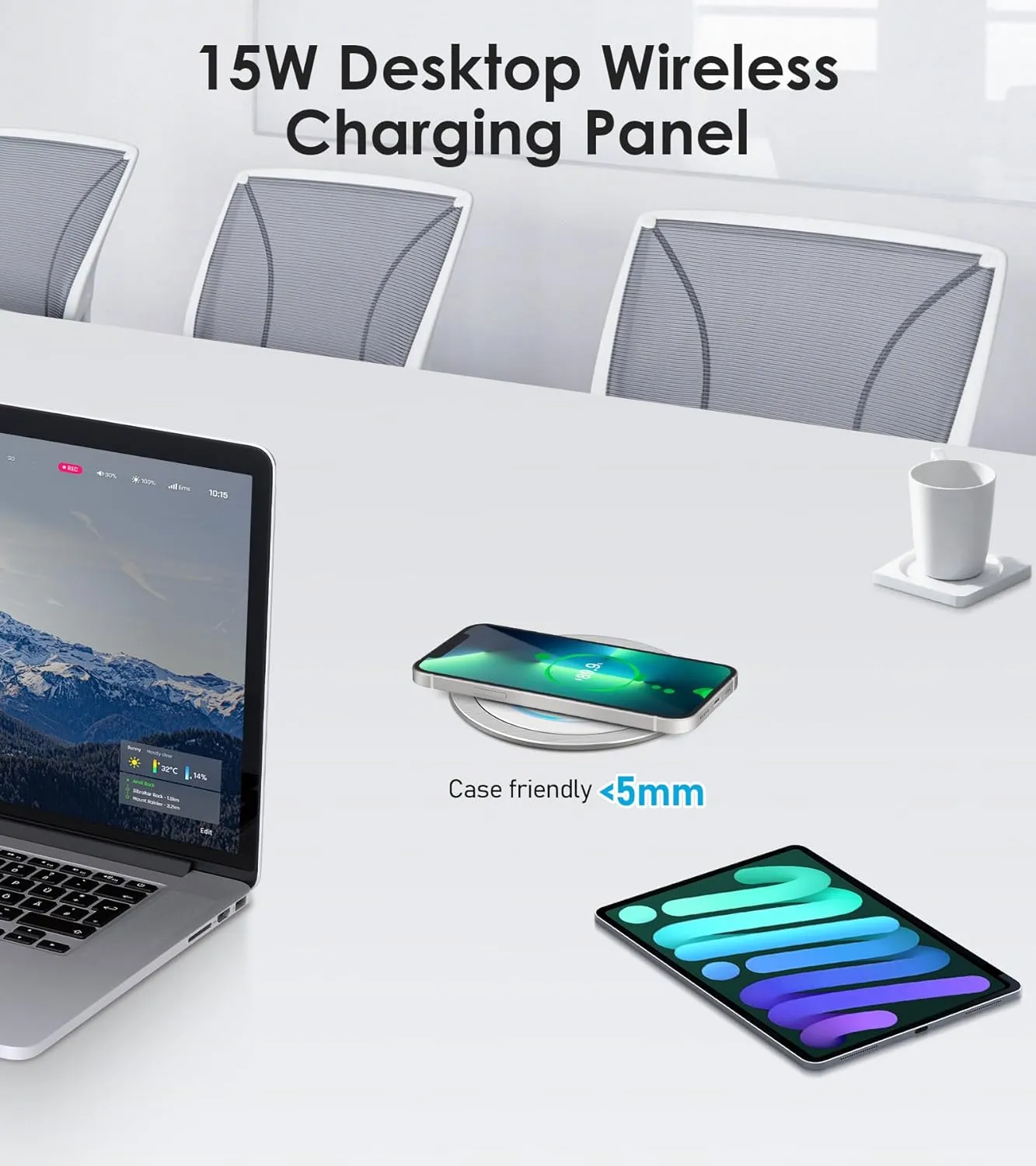 Pop Up Outlet for Countertop, 15W Wireless Charger PD 45W, 2 USB-A & 2 USB-C & 8AC Outlets 15A Tamper Resistant, 4-inch Island Kitchen Pop Out