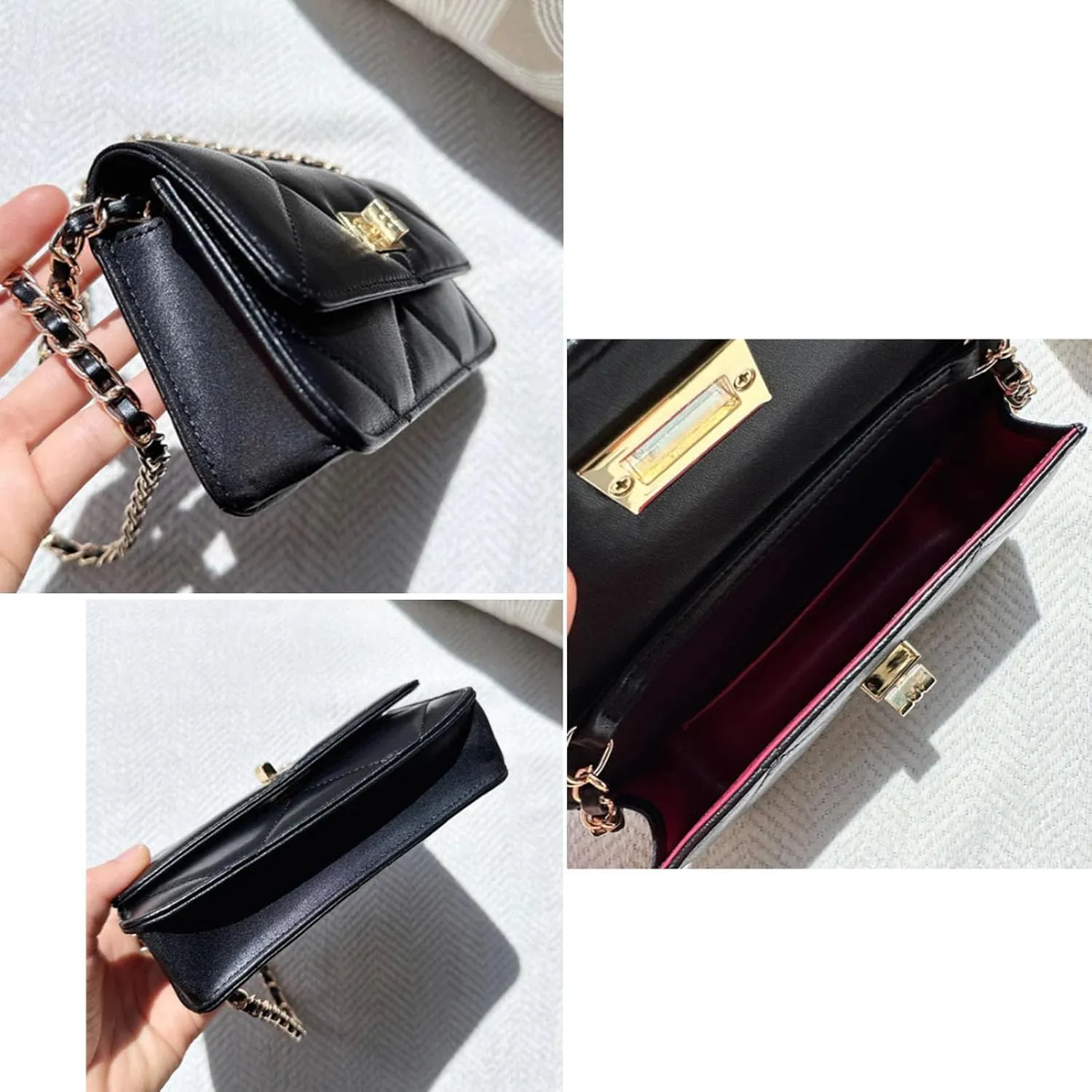 POPSEWING Sheep Leather Summer Quilted Bag, Small Purse Classic & Stylish Bag for Woman, Small Satchel Bag