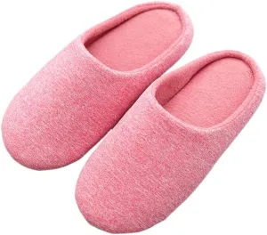 Premium Comfort All Seasons Cotton Blend Silent Cushion Sole Women's House Slippers Indoor Soft Home Slip On Shoes