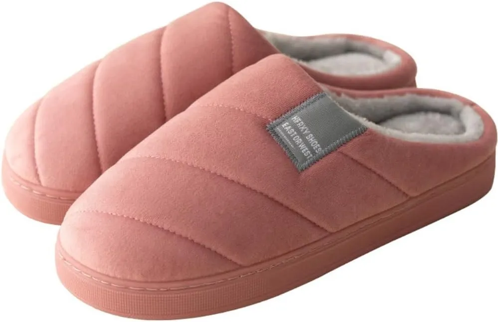 Premium Comfort Cotton Thermal Stripes Non Slip Women's Fuzzy House Slippers Indoor Soft Warm Home Furry Shoes