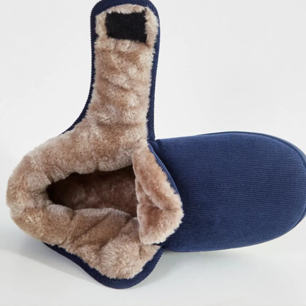 Premium Comfort Extra Warm Cotton High Top Closed Back Thermal Non Slip Men's Fuzzy House Slippers Inddor Soft Shoes