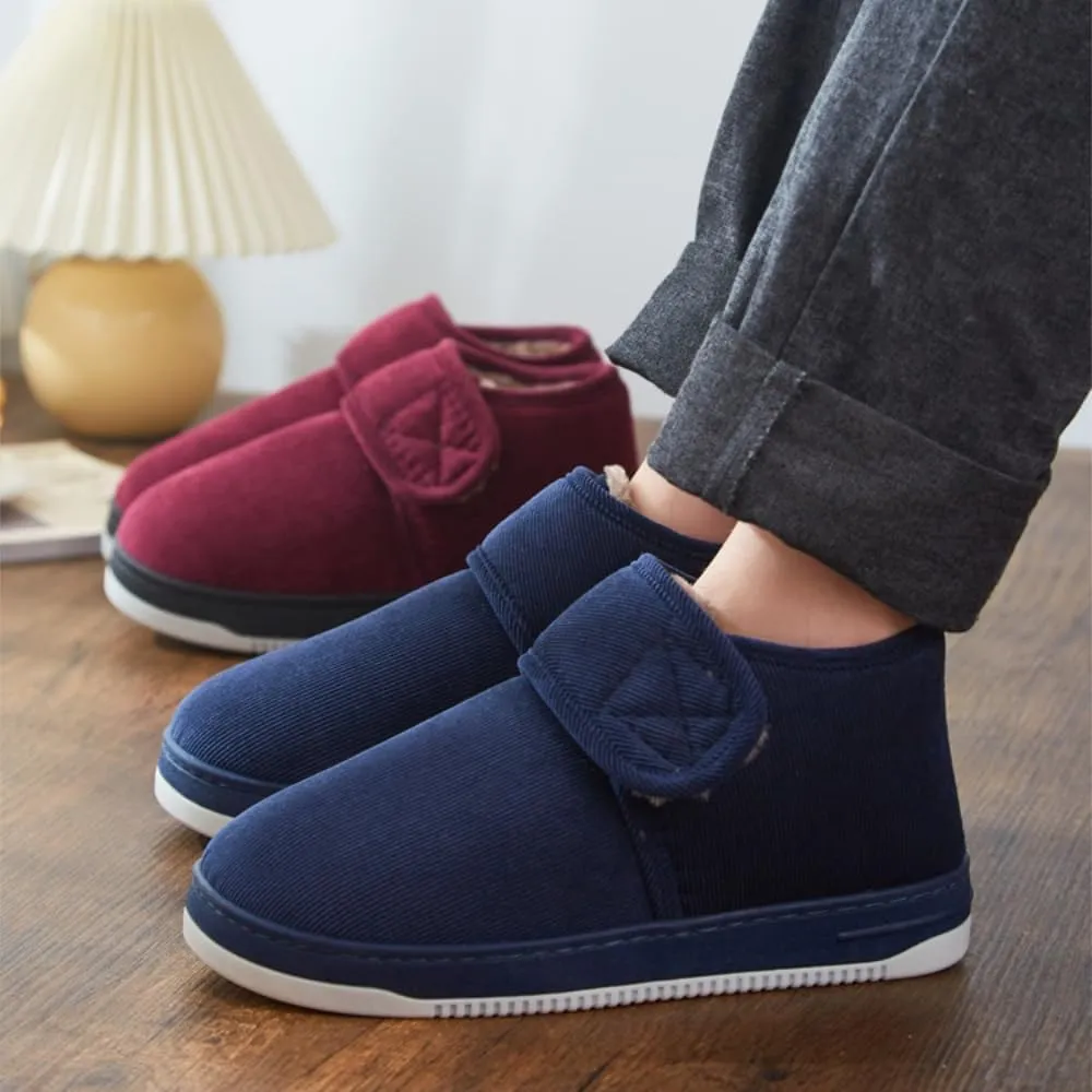 Premium Comfort Extra Warm Cotton High Top Closed Back Thermal Non Slip Men's Fuzzy House Slippers Inddor Soft Shoes