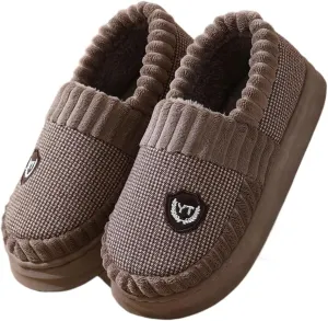 Premium Comfort Houndstooth Thermal Closed Back Non Slip Men's Fuzzy House Slippers Inddor Soft Warm Furry Shoes